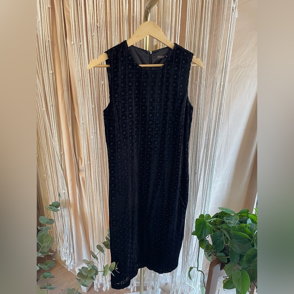 J.McLaughlin Sleeveless geometric velvet burnout Sheath Dress Black Size 8